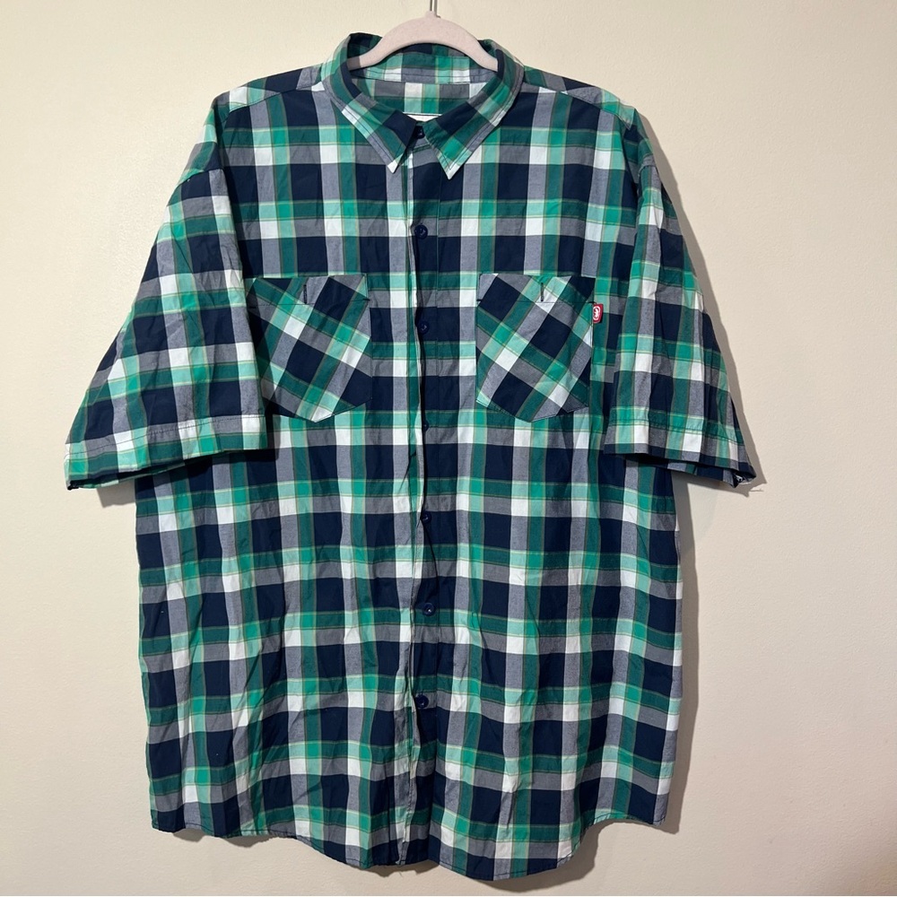 ECKO Unlimited plaid button up short sleeve shirt men’s‎ 3XB plus size vintage